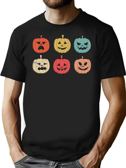 70 Vintage Halloween Pumpkin Funny Retro Gift T-Shirt for Men & Women, T-Shirts Graphic Tee - Black