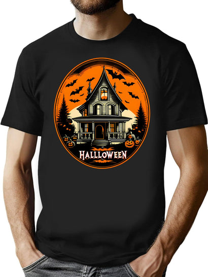 703 Haunted House Halloween T-Shirt for Men & Women, T-Shirts Graphic Tee - Black
