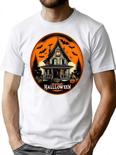 703 Haunted House Halloween T-Shirt for Men & Women, T-Shirts Graphic Tee - Black