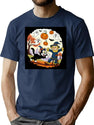 712 Vintage Halloween Ghost Holding Pumpkin Trick Or Treat Cute Retro Cartoon T-Shirt for Men & Women, T-Shirts Graphic Tee - Navy