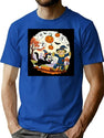 712 Vintage Halloween Ghost Holding Pumpkin Trick Or Treat Cute Retro Cartoon T-Shirt for Men & Women, T-Shirts Graphic Tee - Blue