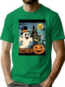716 Vintage Halloween Ghost Holding Pumpkin Trick Or Treat Cute Retro Cartoon T-Shirt for Men & Women, T-Shirts Graphic Tee - Green