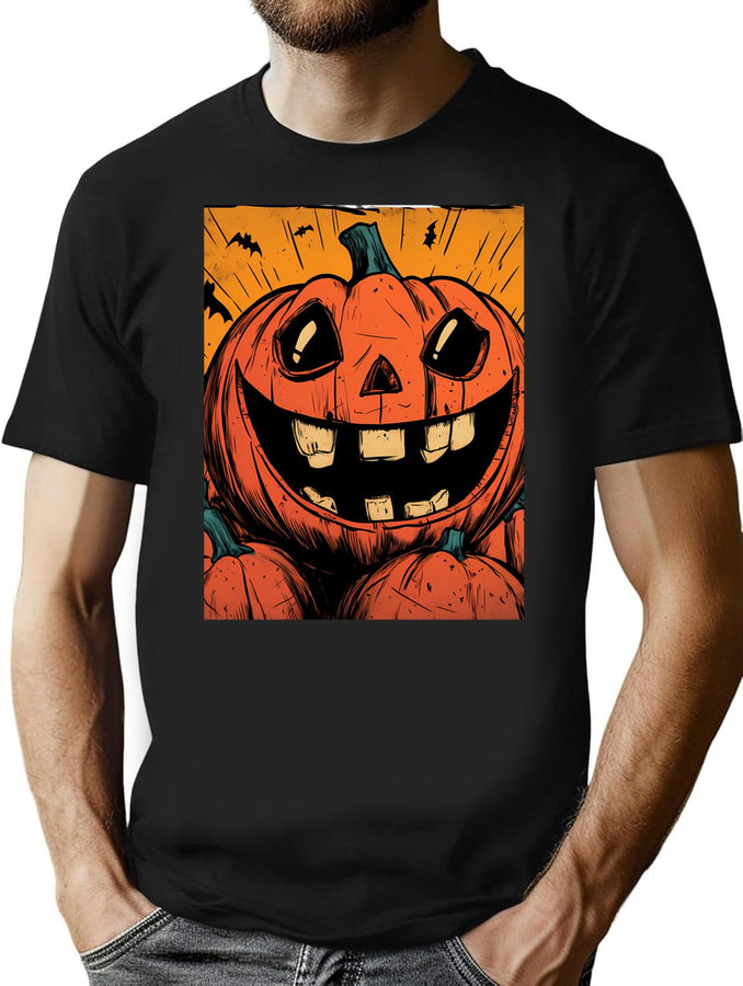 723 Halloween Timeorangepumpkin T-Shirt for Men & Women, T-Shirts Graphic Tee - Black