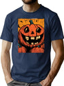 723 Halloween Timeorangepumpkin T-Shirt for Men & Women, T-Shirts Graphic Tee - Navy