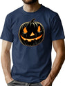728 Scary Pumpkin Face Halloween T-Shirt for Men & Women, T-Shirts Graphic Tee - Navy