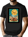 731 Vintage Halloween Witches Moon Postcard T-Shirt for Men & Women, T-Shirts Graphic Tee - Black