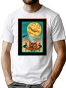 731 Vintage Halloween Witches Moon Postcard T-Shirt for Men & Women, T-Shirts Graphic Tee - White