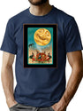 731 Vintage Halloween Witches Moon Postcard T-Shirt for Men & Women, T-Shirts Graphic Tee - Navy