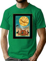 731 Vintage Halloween Witches Moon Postcard T-Shirt for Men & Women, T-Shirts Graphic Tee - Green