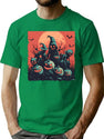 734 Spooky Pumpkin Patch With Haunted Scarecrows Under Blood Moon T-Shirt for Men & Women, T-Shirts Graphic Tee - Green
