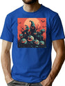 734 Spooky Pumpkin Patch With Haunted Scarecrows Under Blood Moon T-Shirt for Men & Women, T-Shirts Graphic Tee - Blue