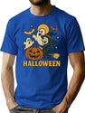 742 Spooky Smiles Halloween Ghost Pumpkin Party T-Shirt for Men & Women, T-Shirts Graphic Tee - Blue