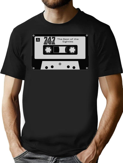 747 Bootleg Cassette Tape V1 Bootleg Graphic T-Shirt - Black