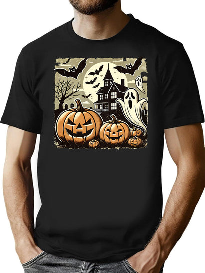 75 Retro Halloween Spooky Art T-Shirt for Men & Women, T-Shirts Graphic Tee - Black