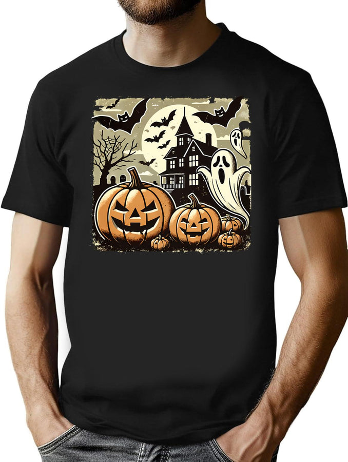 75 Retro Halloween Spooky Art T-Shirt for Men & Women, T-Shirts Graphic Tee - Black