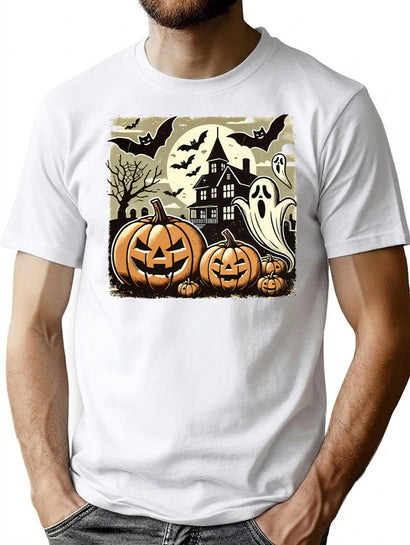 75 Retro Halloween Spooky Art T-Shirt for Men & Women, T-Shirts Graphic Tee - Black