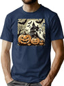 75 Retro Halloween Spooky Art T-Shirt for Men & Women, T-Shirts Graphic Tee - Navy