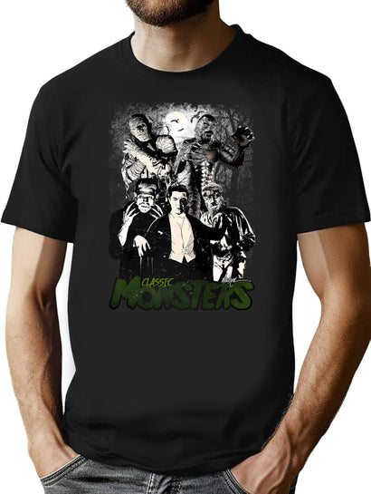 750 Classic Monsters T-Shirt for Men & Women, T-Shirts Graphic Tee - Black