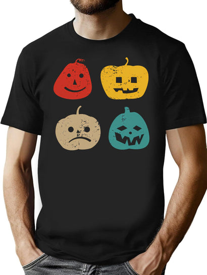 752 Halloween Pumpkin Shirt Vintage Pumpkin Face Funny Surprise Horror Smile Kids Pumpkin Lover T-Shirt for Men & Women, T-Shirts Graphic Tee - Black