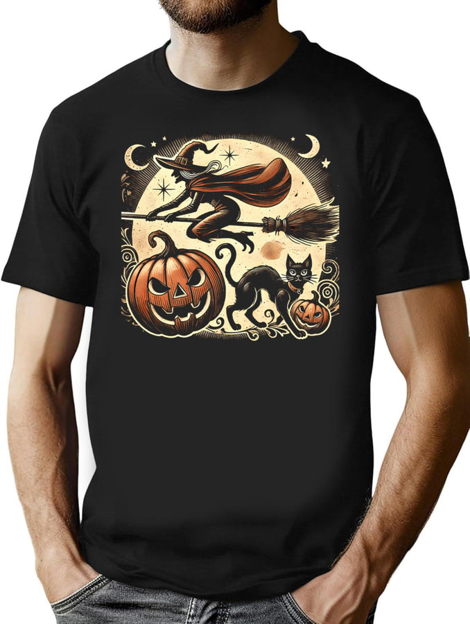 755 Retro Halloween Vibes T-Shirt for Men & Women, T-Shirts Graphic Tee - Black