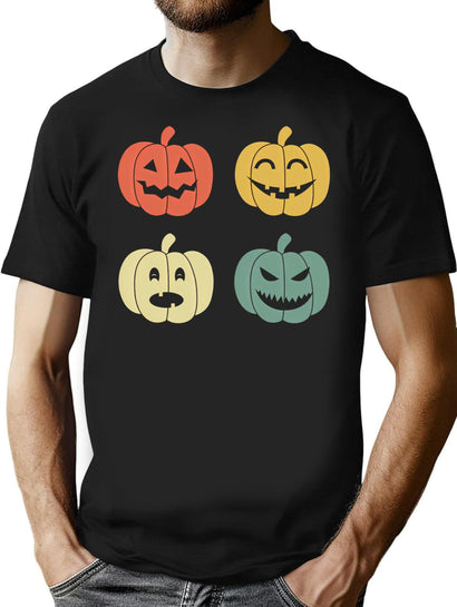 756 Vintage Funny Pumpkins For Halloween T-Shirt for Men & Women, T-Shirts Graphic Tee - Black