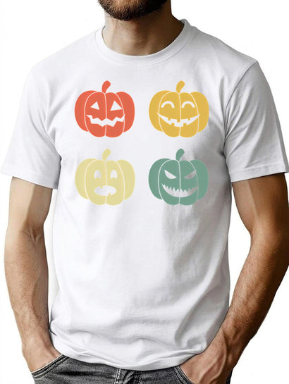756 Vintage Funny Pumpkins For Halloween T-Shirt for Men & Women, T-Shirts Graphic Tee - Black