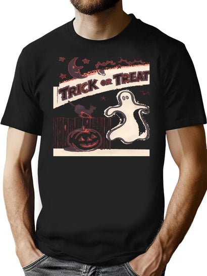 759 Trick Or Treat Ghost T-Shirt for Men & Women, T-Shirts Graphic Tee - Black
