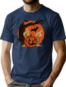 76 Vintage Pumpkin Scene Halloween T-Shirt for Men & Women, T-Shirts Graphic Tee - Navy