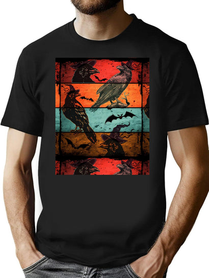 763 Witch Scary Crow Raven Gothic Retro Vintage Halloween Women T-Shirt for Men & Women, T-Shirts Graphic Tee - Black