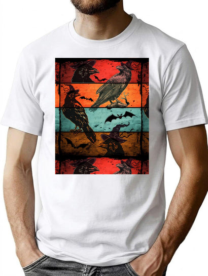 763 Witch Scary Crow Raven Gothic Retro Vintage Halloween Women T-Shirt for Men & Women, T-Shirts Graphic Tee - Black