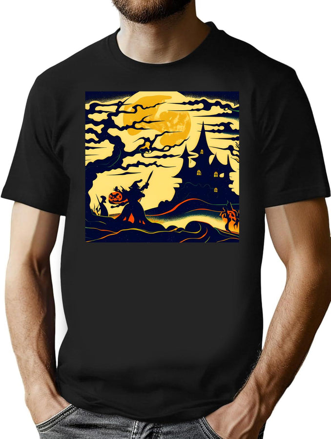 769 Halloween - Woodcut Style 1 T-Shirt for Men & Women, T-Shirts Graphic Tee - Black
