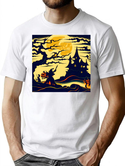 769 Halloween - Woodcut Style 1 T-Shirt for Men & Women, T-Shirts Graphic Tee - Black
