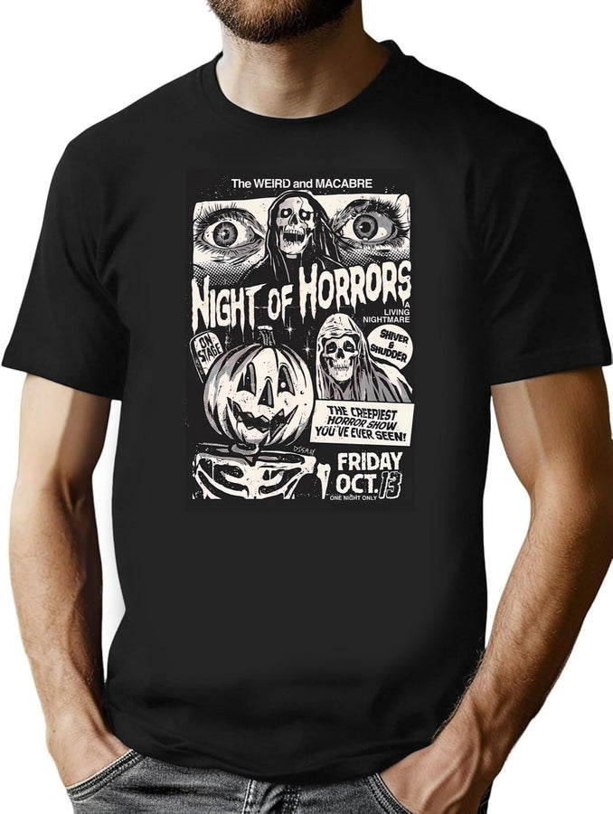 77 Night Of Horrors Horror Show Spookshow Poster T-Shirt for Men & Women, T-Shirts Graphic Tee - Black