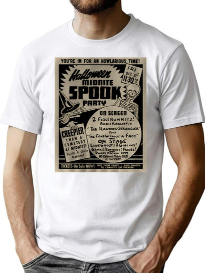 771 Vintage Halloween Midnite Spook Show Poster T-Shirt for Men & Women, T-Shirts Graphic Tee - Black