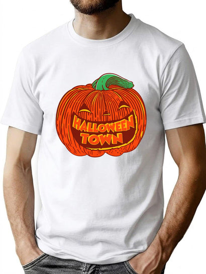 774 Vintage Halloween Town Pumpkin Retro Jack-O-Lantern Design T-Shirt for Men & Women, T-Shirts Graphic Tee - Black