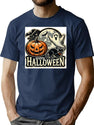 777 Scary Pumpkin Halloween Image T-Shirt for Men & Women, T-Shirts Graphic Tee - Navy