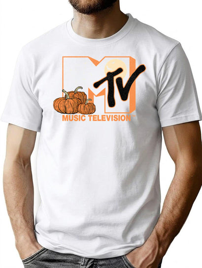 8 Mtv Vintage Halloween Midnight Pumpkin Logo T-Shirt for Men & Women, T-Shirts Graphic Tee - Black