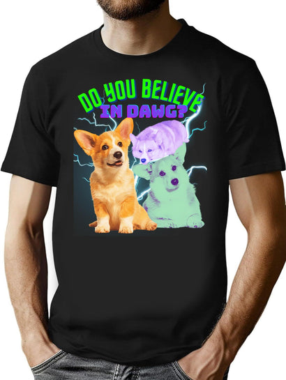 90 Bootleg Corgie Funny Retro Style Bootleg Graphic T-Shirt - Black
