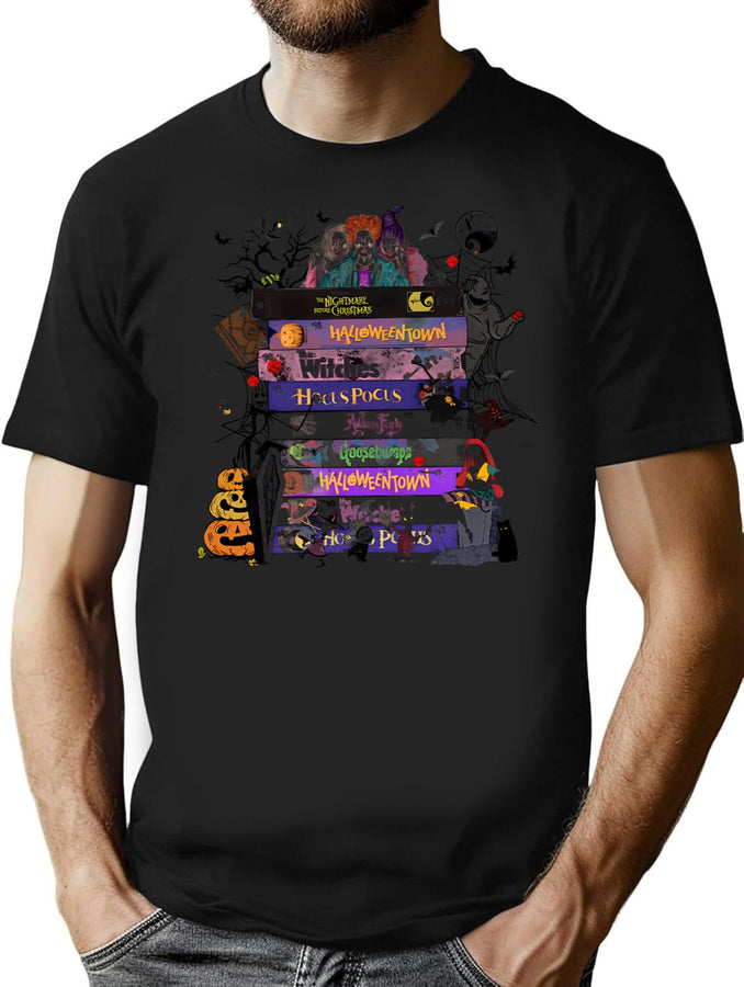 90S Style Retro Vintage Halloween T-Shirt for Men & Women, T-Shirts Graphic Tee - Black