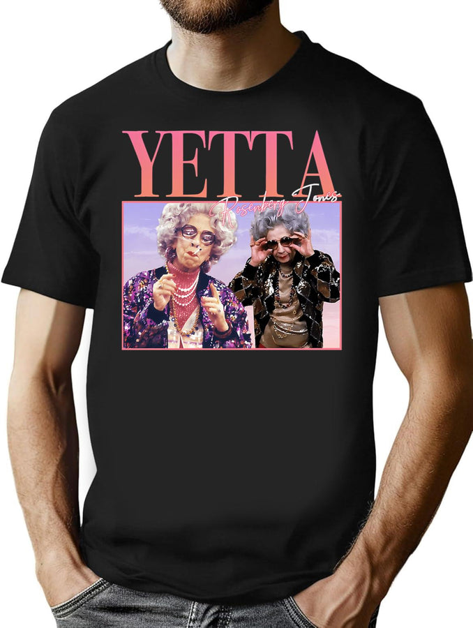 90_S Retro Style Yetta Rosenberg Jones Gifts Fitted V-Neck T-Shirt for Men & Women, T-Shirts Graphic Tee - Black