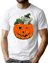 91 Retro Style Ghost In Jack-O-Lantern T-Shirt for Men & Women, T-Shirts Graphic Tee - White
