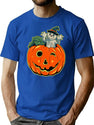 91 Retro Style Ghost In Jack-O-Lantern T-Shirt for Men & Women, T-Shirts Graphic Tee - Blue