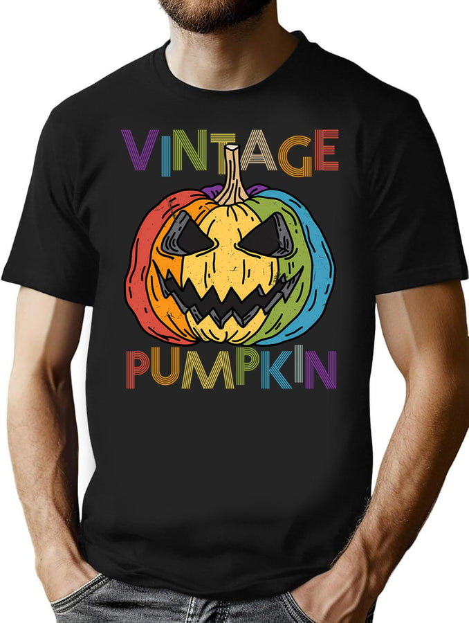 94 Halloween Vintage Pumpkin Jack O Lantern Parents Family T-Shirt for Men & Women, T-Shirts Graphic Tee - Black
