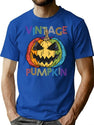 94 Halloween Vintage Pumpkin Jack O Lantern Parents Family T-Shirt for Men & Women, T-Shirts Graphic Tee - Blue