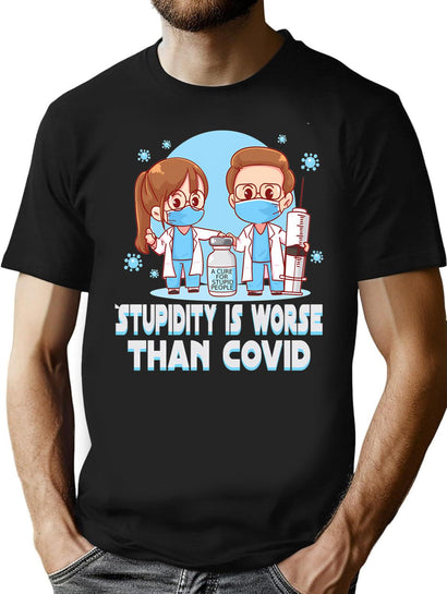 A Cure For Stupid People T-Shirt for Men & Women, T-Shirts Graphic Tee - Black