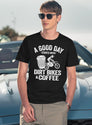 A Good Day Starts With Dirt Bikes Coffee Funny Motocross T-Shirt for Men & Women, T-Shirts Graphic Tee - Navy