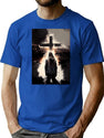 A Journey Of Faith A Bootleg Album Cover With A Cross A Man And A Train Bootleg Graphic T-Shirt - Blue