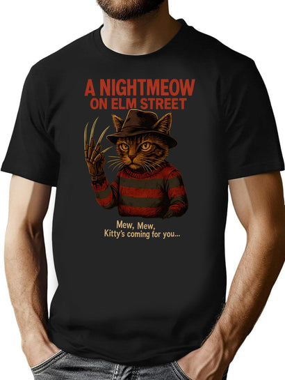 A Nightmeow On Elm Street T-Shirt for Men & Women, T-Shirts Graphic Tee - Black