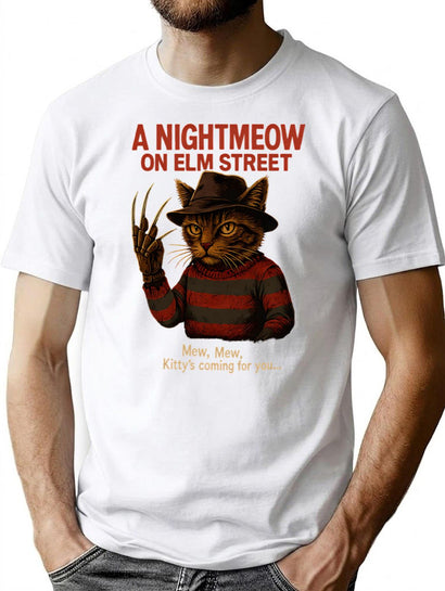 A Nightmeow On Elm Street T-Shirt for Men & Women, T-Shirts Graphic Tee - Black