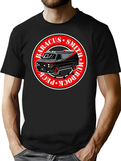 A Team Van T-Shirt for Men & Women, T-Shirts Graphic Tee - Black